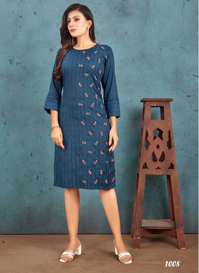 Kajal By Rung Rayon Embroidery Kurtis Catalog